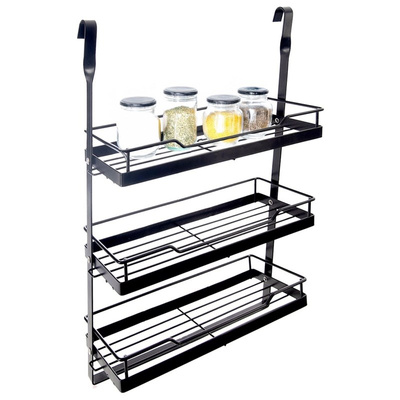 Kitchen Shelf Hanging on Railing Metal Black RADKA 32x11x46 cm