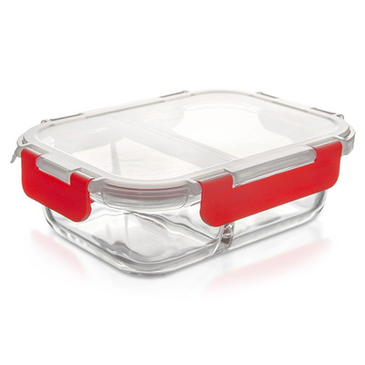 Food Container Glass with Lid and Gasket Divided 550 ml