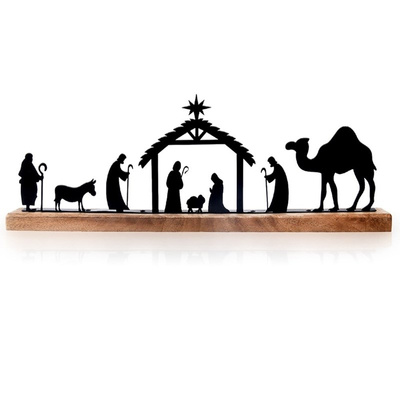 Nativity Scene Wooden Metal MANGO 51x5x18 cm