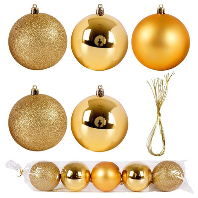 Christmas Baubles Golden Unbreakable 8 cm 5 pcs