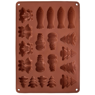 Forma do ciastek i pralin silikonowa brązowa 34x24,5x1 cm