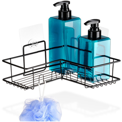 Shower Shelf Metal Black Adhesive