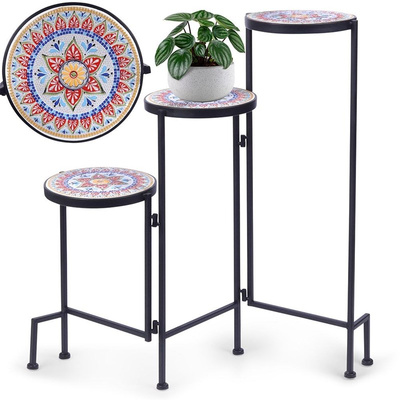 Plant Stand Metal Black 3-Level 68 cm