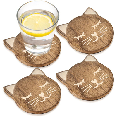 Podstawki pod kubek drewniane MANGO 10x11cm 4 szt.