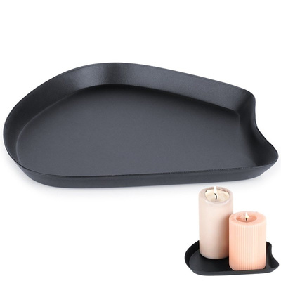 Candle Holder Tray Metal Black 17x15.5 cm