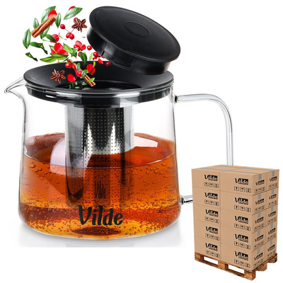 Teapot with Infuser Glass Heat-Resistant 1.5 l (pallet of 192 pcs)