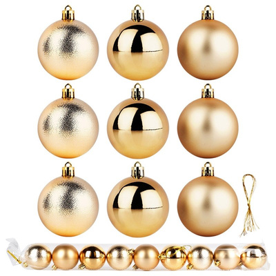 Christmas Baubles Unbreakable Golden 6 cm 9 pcs