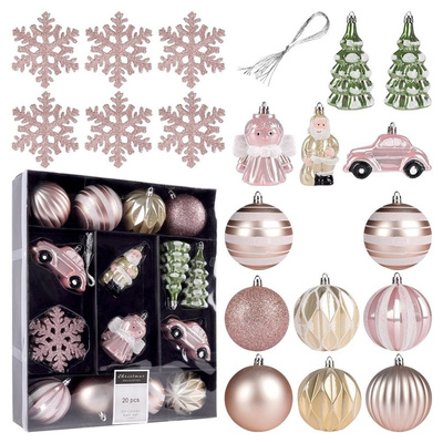 Christmas Baubles Pink Unbreakable 20 pcs