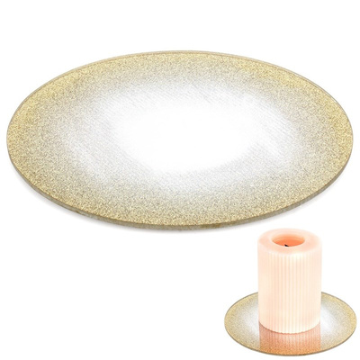 Candle Holder Tray Glass Mirror Glitter 15 cm