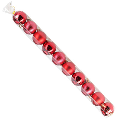 Bombki choinkowe nietłukące czerwone 5 cm 10 szt.