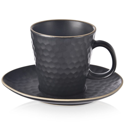 Cup and Saucer Ceramic Black 235 ml