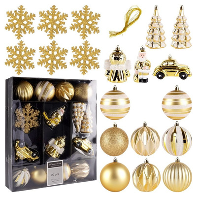 Christmas Baubles Golden Unbreakable 20 pcs