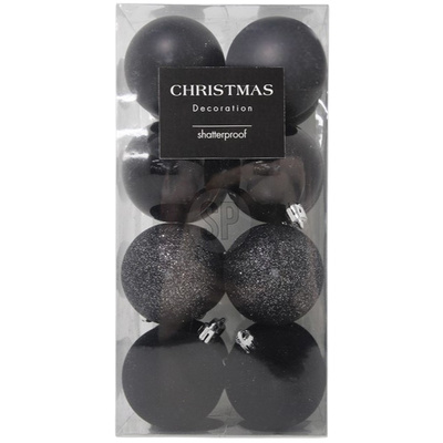 Bombki choinkowe nietłukące czarne 6 cm 16 szt.