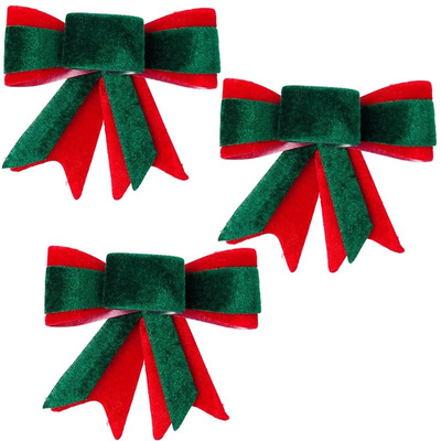 Decorative Bow Christmas Velvet 10.5x11 cm 3 pcs