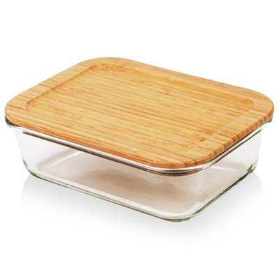 Food Container Glass with Bamboo Lid and Gasket Heat-Resistant Dish ARIZONA 1 l