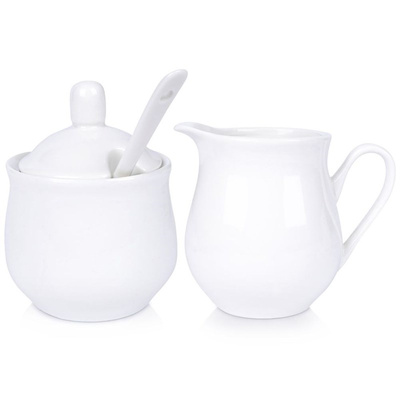 Sugar Bowl and Milk Jug Porcelain White 2x 150 ml 3 pcs