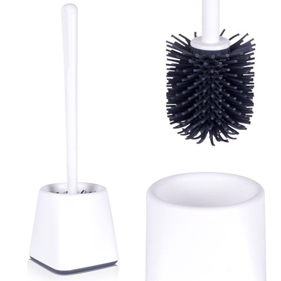 Toilet Brush Silicone with Stand White