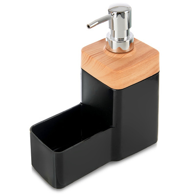 Dozownik płynu do naczyń z pojemnikiem na gąbkę BLACK 500 ml