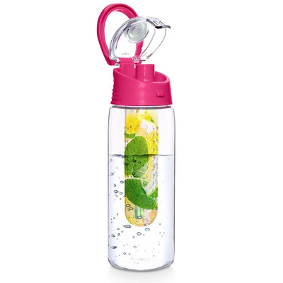 Water Bottle Pink with Fruit Infuser 650 ml