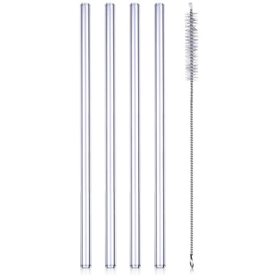 Drinking Straws with Cleaning Brush Glass 20 cm 4 pcs