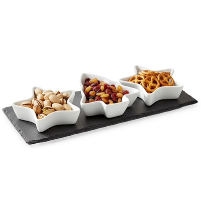 Miseczki na przekąski porcelanowe na tacy 4 el.