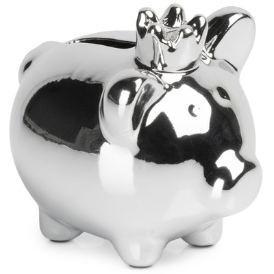 Piggy Bank Ceramic Silver Mirror 9.5x7x8.5 cm