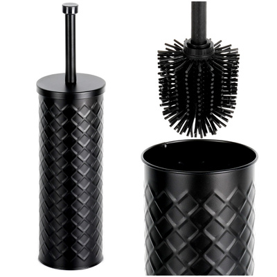 Toilet Brush Silicone with Metal Stand Black 38x10 cm