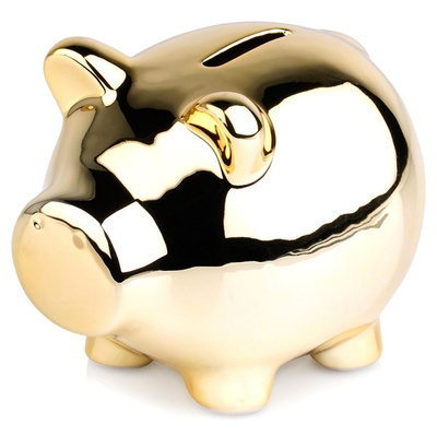 Piggy Bank Ceramic Gold Mirror 11.5x9 cm