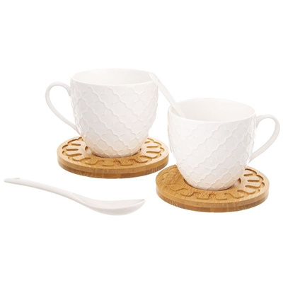 Filiżanka ze spodkiem porcelanowa biała WHITELINE 250 ml 2 szt.