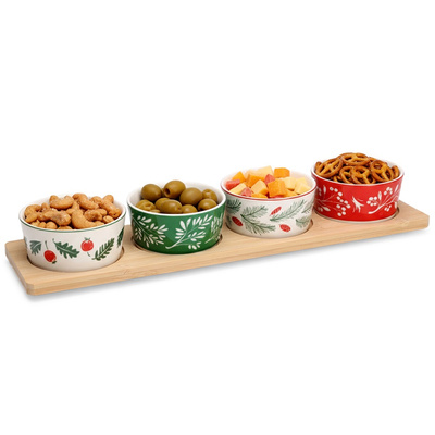 Snack Bowls Porcelain on Tray 5 pcs