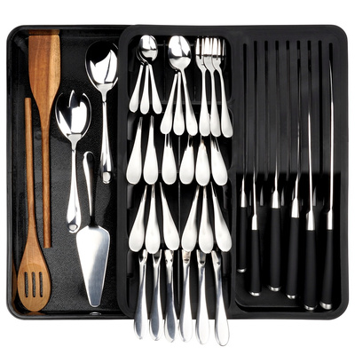 Wkład na sztućce do szuflady rozsuwany czarny 40x31 cm