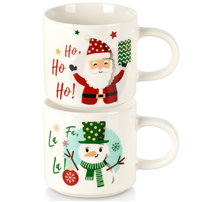 Mugs Porcelain Santa Claus Snowman 400 ml 2 pcs