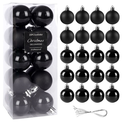 Christmas Baubles Black Unbreakable 4 cm 20 pcs