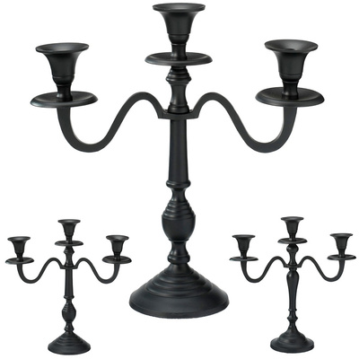 Candelabra Black 3-Armed 30 cm