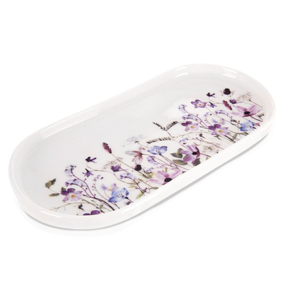 Talerz do serwowania porcelanowy kwiaty LOUKA 25x12 cm