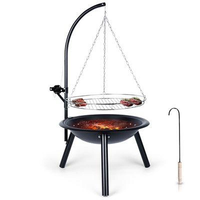 Fire Pit Metal with Hanging Grate 50x100 cm