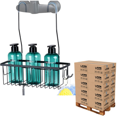 Półka pod prysznic zawieszana metalowa czarna 33,5x12,5x38 cm (paleta 216 szt.)