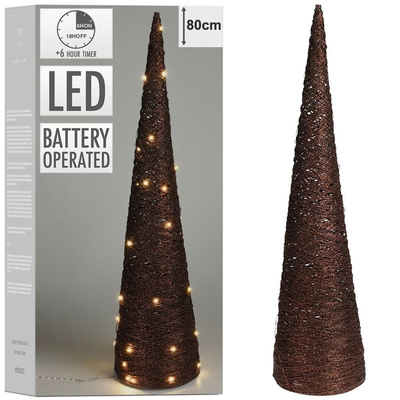 Luminous Christmas Cone Tree Brown 40 LED 77 cm