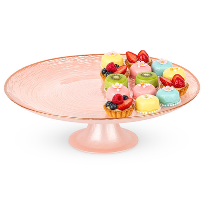 Cake Stand on Leg Glass Pink 28 cm