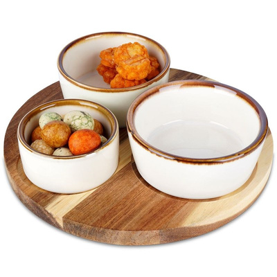 Snack Bowls Ceramic on Tray 20 cm 3 pcs