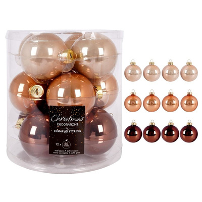 Christmas Baubles Glass Amber 6 cm 12 pcs