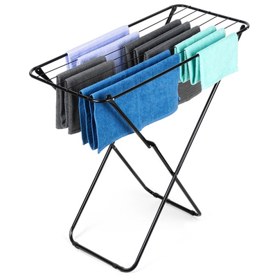Drying Rack Metal Black Foldable 93x43x88 cm