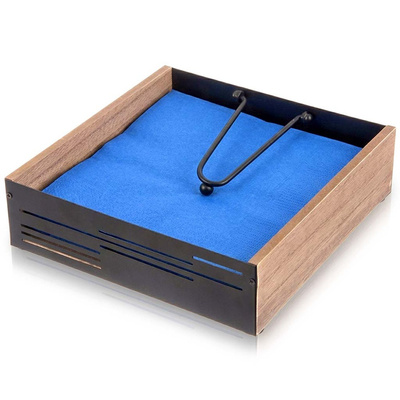 Serwetnik z dociskiem metalowy czarny LINE 18x18x5 cm