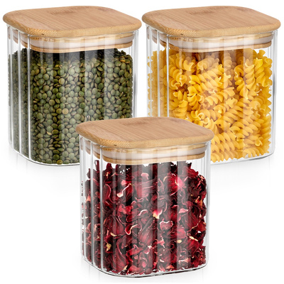 Dry Food Storage Containers Glass with Lid and Gasket 750 ml 3 pcs