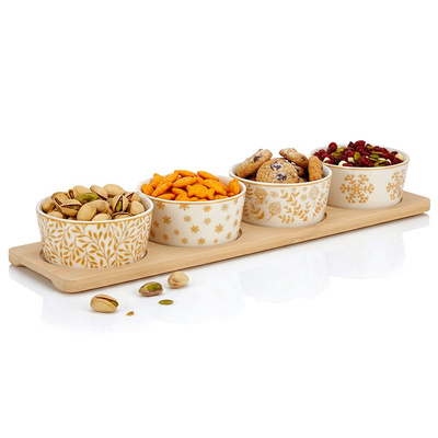 Snack Bowls Porcelain on Tray 5 pcs