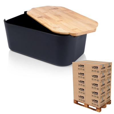 Chlebak z deską bambusową czarny 33x18,5x12 cm (paleta 180 szt.)
