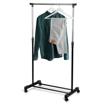 Clothes Rail Metal Black on Wheels 140 cm