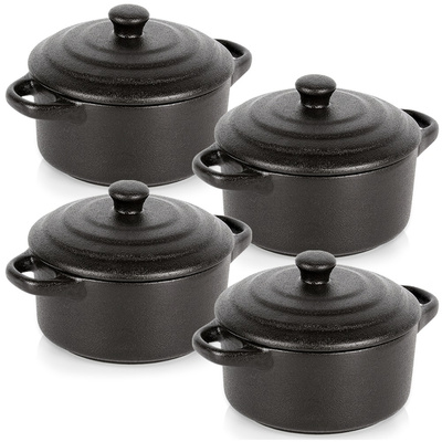 Ramekins Porcelain with Lid 450 ml 4 pcs