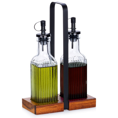 Oil and Vinegar Bottle Glass with Stand 2x 190 ml 3 pcs