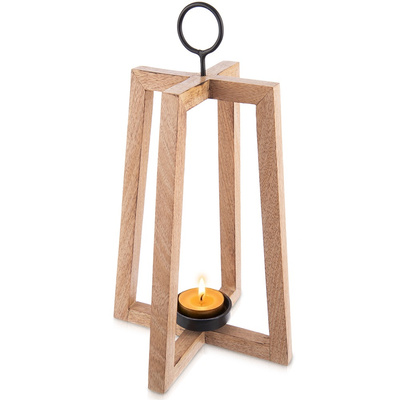 Świecznik drewniany wiszący MANGO 25x25x44 cm